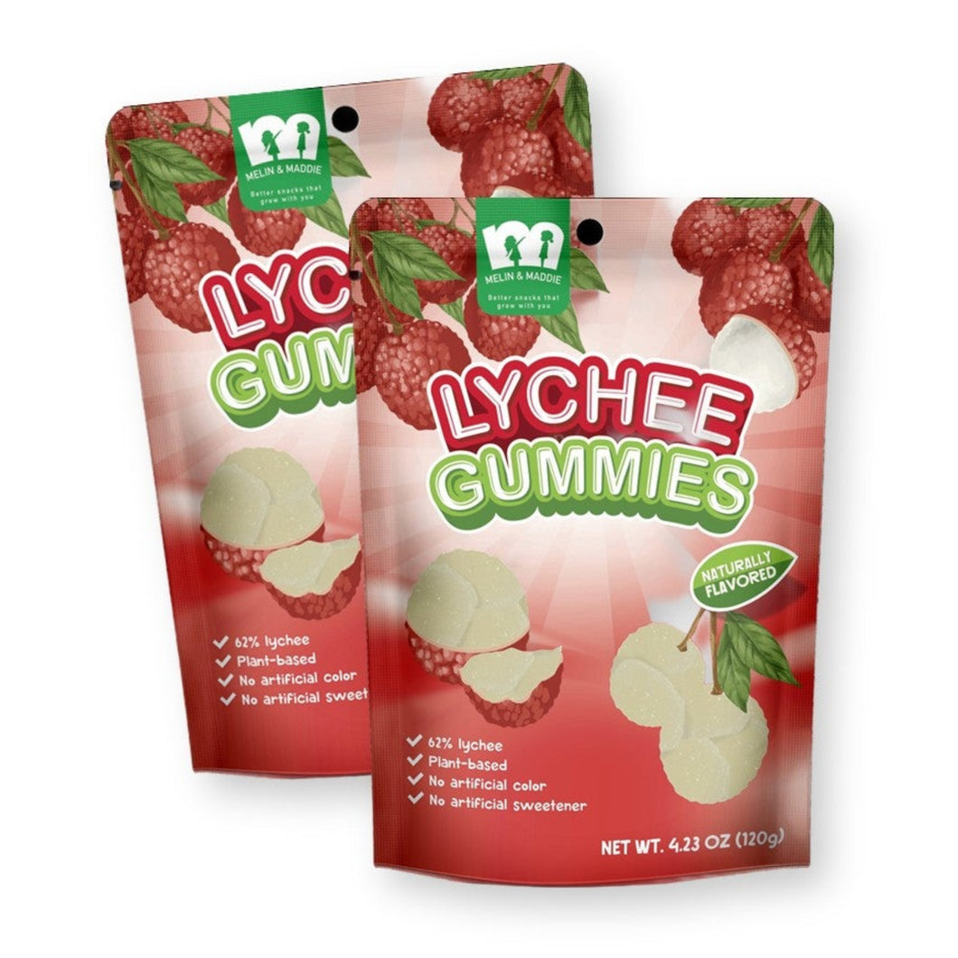 Melin & Maddie LYCHEE Gummies Plant-Based 4.23 Oz. /120 g. (Pack of 2)