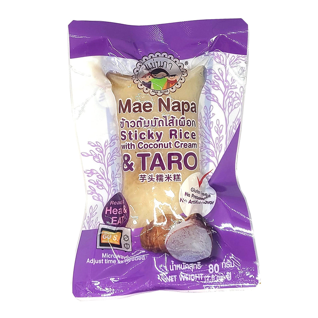 Mae Napa Thai Sticky Rice with TARO Filling - Khao Tom Mud- Ready to Heat and Eat 80 g (Pack of 4)
