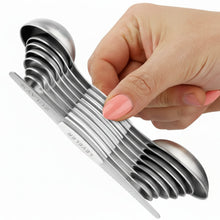 Modern Design Magnetic Measuring Spoons WHITE Set of 8  Stainless Steel Dual Sided Stackable Nesting TSP and TBS