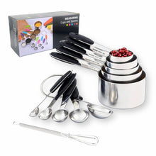 Modern Design Nesting Measuring Cups & Spoons Set BLACK Plus Mini Whisk 11-Pc Set Stainless Steel