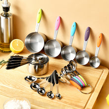 Modern Design Nesting Measuring Cups & Spoons Set BLACK Plus Mini Whisk 11-Pc Set Stainless Steel