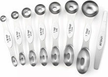 Modern Design Magnetic Measuring Spoons WHITE Set of 8  Stainless Steel Dual Sided Stackable Nesting TSP and TBS
