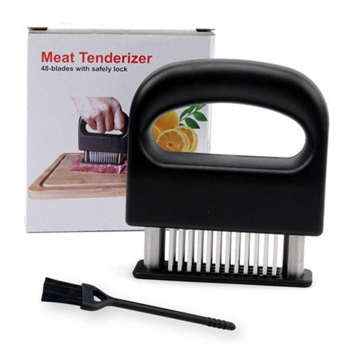 Meat Tenderizer 48 Stainless Steel Ultra Sharp Needle Blades Heavy Duty Easy Cleaning with Small Cleaning Brush (2-Pc Set)