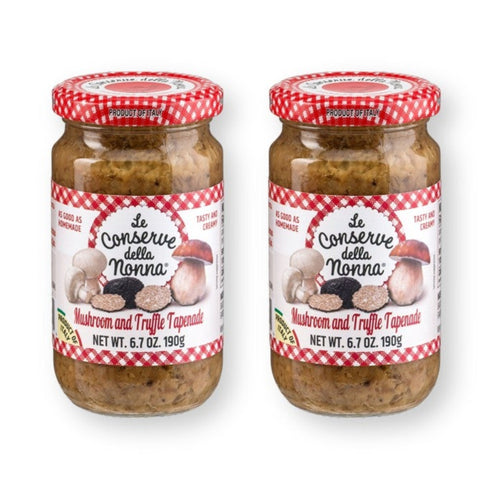 Le Conserve della Nonna MUSHROOM & TRUFFLE Tapenades 6.7 Oz. / 190 G. (Pack of 2)