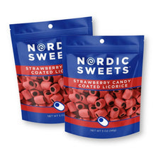 Nordic Sweets Strawberry Candy Coated Licorice 5 Oz. / 141 g. (Pack of 2)