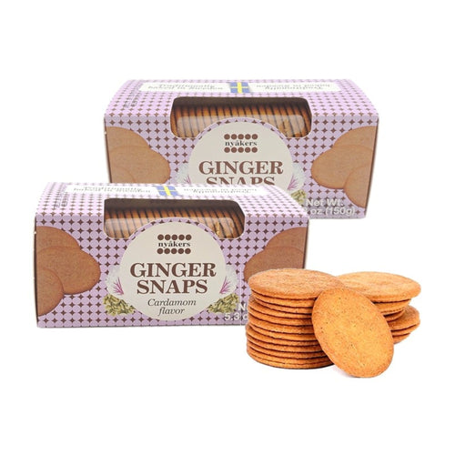 Nyakers Pepparkakor Swedish Gingersnaps Cookies CARDAMOM Flavor 5.3 Oz /150 g. (Pack of 2)