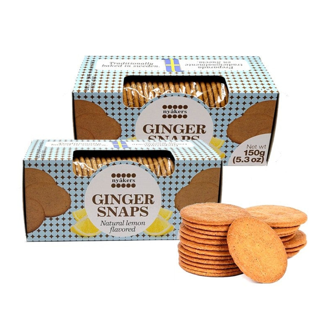 Nyakers Pepparkakor Swedish Gingersnaps Cookies Natural Lemon Flavor 5.3 Oz /150 g. (Pack of 2)
