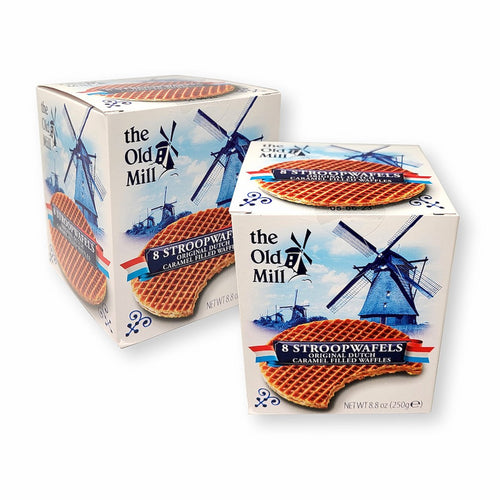 The Old Mill Stroopwafels Original Dutch Caramel Filled Wafers BOX 8.8 Oz. /250 g. (Pack of 2)