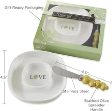 Kate Aspen "Olive You" Olive tray & cheese spreader Set Gift Boxed for Bridal Shower, Wedding Favors