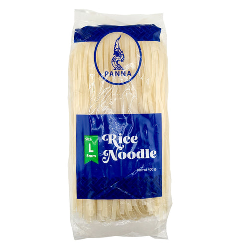 Panna Premium Thai Rice Stick Noodles L (5mm) Dried 100% Natural Gluten Free Halal 400 G. X 34 Factory Case