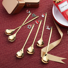 6-Piece Christmas Pendant Gold Stainless Steel Coffee/Tea/Dessert Spoon Gift Set