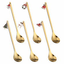 6-Piece Christmas Pendant Gold Stainless Steel Coffee/Tea/Dessert Spoon Gift Set