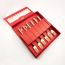 6-Piece Christmas Pendant Gold Stainless Steel Forks Gift Set