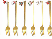 6-Piece Christmas Pendant Gold Stainless Steel Forks Gift Set
