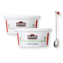 Reser's Hot Buttered Rum Hot Toddy Batter Mix 10 Oz. X 2 with Silver Holiday Stainless Steel Spoon (3-Pc Set)