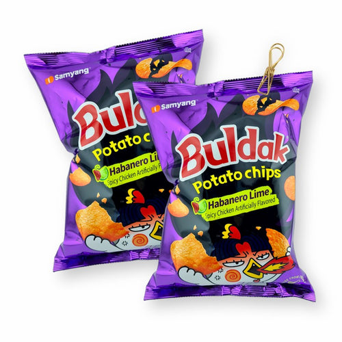 Samyang Buldak Potato Chips HABANERO LIME Spicy Chicken Flavored 4.23 Oz. / 120 G. (Pack of 2)