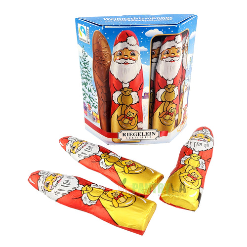 Riegelein Solid Santa Chocolate 30% Cocoa Fairtrade 10 Pieces 125 g.