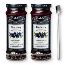 St. Dalfour Blueberry Fruit Spread Preserve 2 X 10 Oz. (284 G) wtih Stainless Steel Spreader Spoon (3-Pc Set)