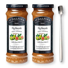 St. Dalfour Fig Royale Fruit Spread Preserve 2 X 10 Oz. (284 G) with Stainless Steel Spreader Spoon (3-Pc Set)