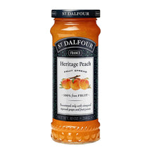 St. Dalfour Heritage Peach Fruit Spread Preserve 2 X 10 Oz. (284 G) wtih Stainless Steel Spreader Spoon (3-Pc Set)