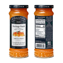 St. Dalfour Heritage Peach Fruit Spread Preserve 2 X 10 Oz. (284 G) wtih Stainless Steel Spreader Spoon (3-Pc Set)