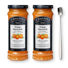 St. Dalfour Orange Marmalade Fruit Spread 100% Fruit 2 X 10 Oz. (284 G) with Stainless Steel Spreader Spoon (3-Pc Set)