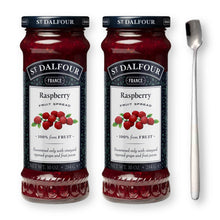 St. Dalfour Red Raspberry Fruit Spread Preserve 2 X 10 Oz. (284 G) wtih Stainless Steel Spreader Spoon (3-Pc Set)