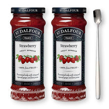 St. Dalfour Strawberry Fruit Spread Preserve 2 X 10 Oz. (284 G) with Stainless Steel Spreader Spoon (3-Pc Set)