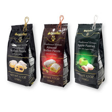 Schlunder Stollen Bites 3 Variety Pack 40% Fillings 12 Oz. (350 g) with 3 Bonus Gifts Vintage Style Wire Bag Clips