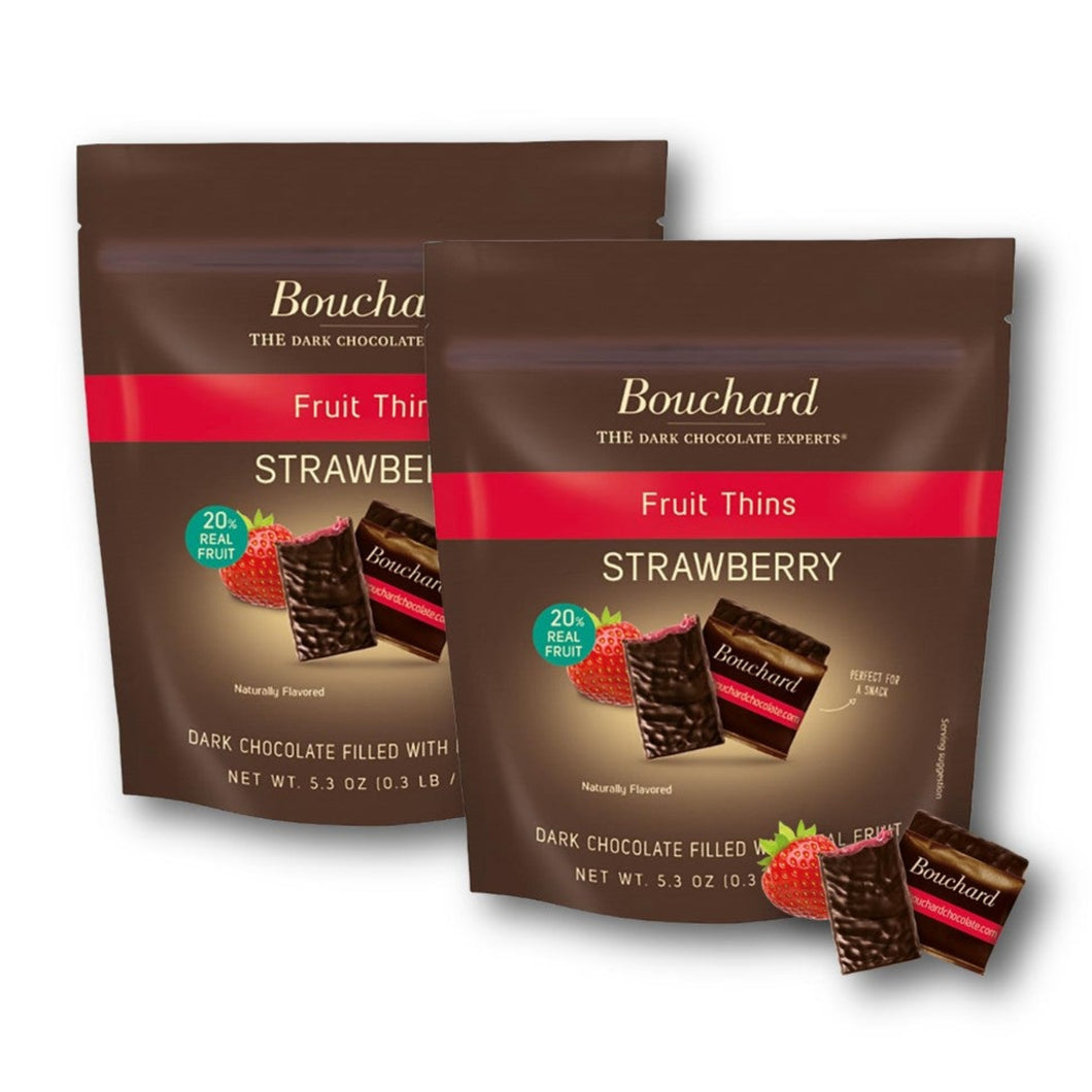 Bouchard Dark Chocolate Strawberry Thins 5.3 Oz. (150 g.) (Pack of 2)