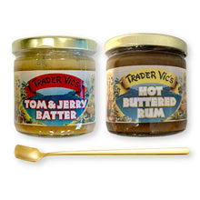 Trader Vic's Combo Pack of Tom & Jerry and Hot Buttered Rum Batters with Bonus Gift Gold Stainless Steel Stirring Spoon (3-Pc Set)