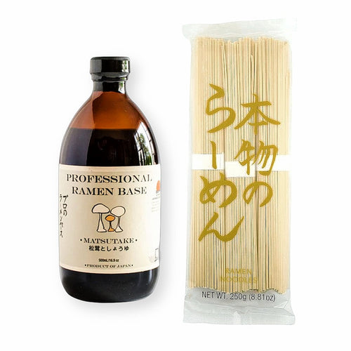 Japanese Ramen Kit with Tsuki Matsutake Mushroom Professional Ramen Base & Ramen Noodles (2-Piece Set)