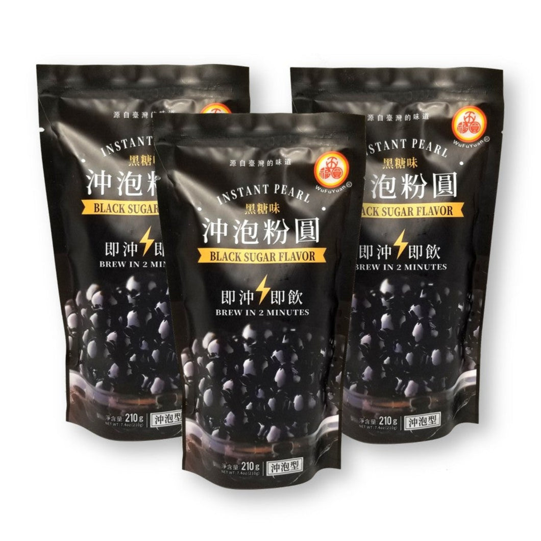 WuFuYuan INSTANT Black Boba Tapioca Pearls Ready in 2 Minutes No Cooking 8.8 Oz (Pack of 3)