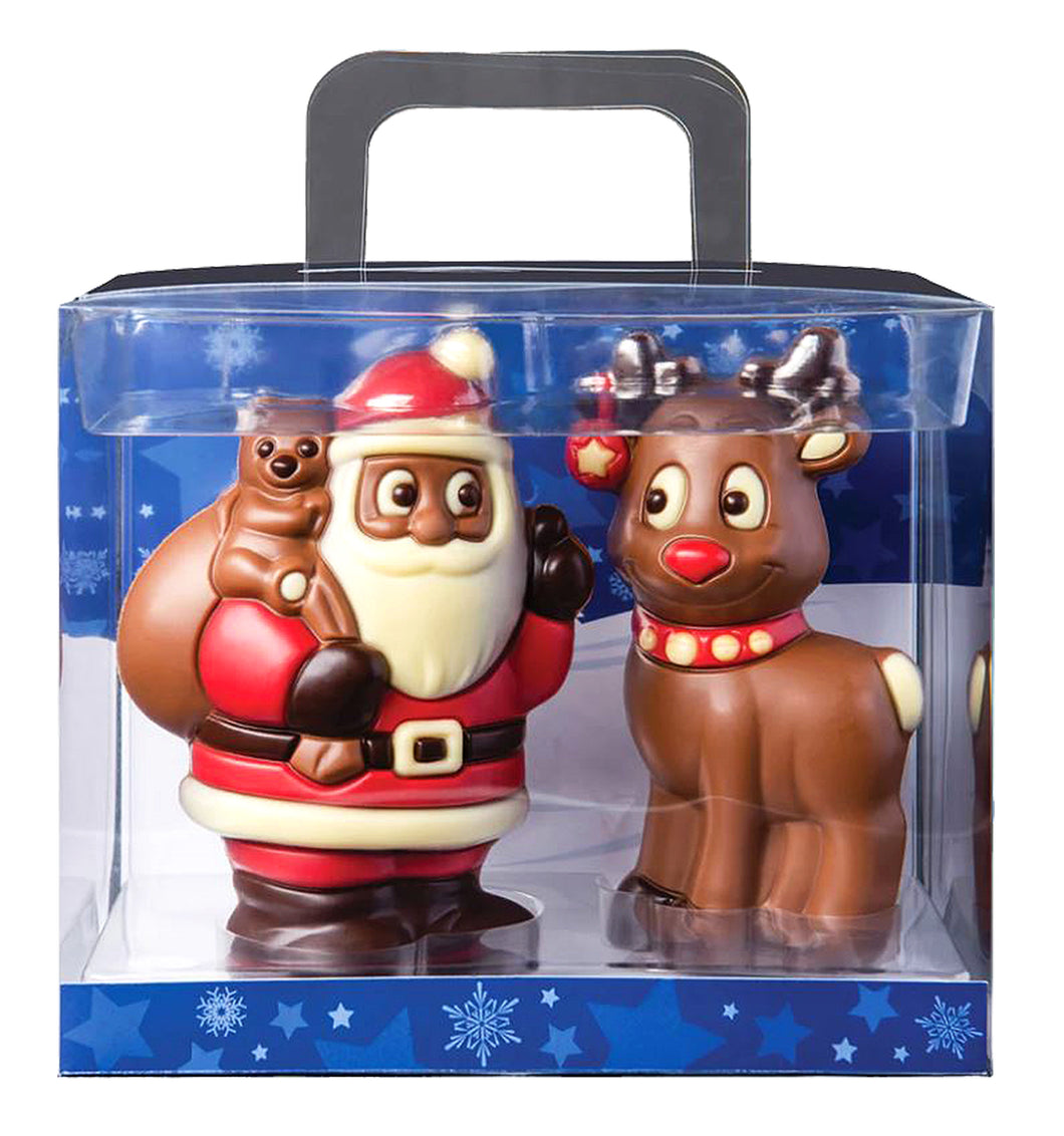 Weibler Hollow Chocolate Santa & Reindeer Tote Gift Box