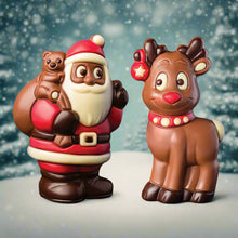 Weibler Hollow Chocolate Santa & Reindeer Tote Gift Box 5.29 Oz. (150 g.)