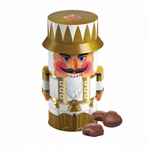 Wicklein Nutcracker Tin with Mini Cherry Fruit Filled Milk Chocolate Gingerbread Lebkuchen Cookies 7.05 Oz. /200 g.