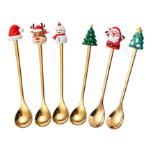 6-Piece Christmas Theme Cartoon Style Gold Stainless Steel Spoon Gift Set