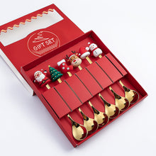 6-Piece Christmas Theme Cartoon Style Gold Stainless Steel Spoon Gift Set
