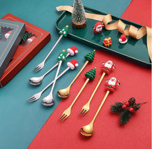 6-Piece Christmas Theme Cartoon Style Gold Stainless Steel Spoon Gift Set