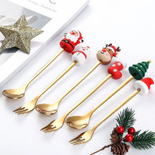 6-Piece Christmas Theme Cartoon Style Gold Stainless Steel Spoon Gift Set