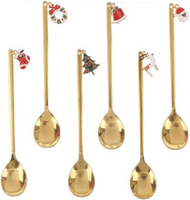 6-Piece Christmas Pendant Gold Stainless Steel Coffee/Tea/Dessert Spoon Gift Set