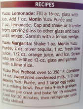 Monin Yuzu Fruit Purée Natural Flavors for Cocktails, Sodas, and Beverages 1 liter (Pack of 2)