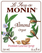 Monin Almond (Orgeat) Syrup for Cocktails, Coffee, and Beverages 750 Ml. / 25.4 Fl. Oz. X 12 (Factory Case)