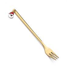 6-Piece Christmas Pendant Gold Stainless Steel Forks Gift Set