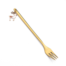 6-Piece Christmas Pendant Gold Stainless Steel Forks Gift Set
