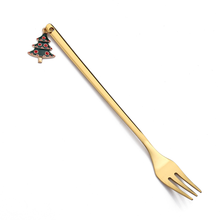 6-Piece Christmas Pendant Gold Stainless Steel Forks Gift Set