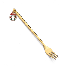 6-Piece Christmas Pendant Gold Stainless Steel Forks Gift Set