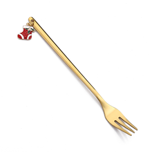 6-Piece Christmas Pendant Gold Stainless Steel Forks Gift Set