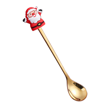 6-Piece Christmas Theme Cartoon Style Gold Stainless Steel Spoon Gift Set