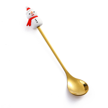 6-Piece Christmas Theme Cartoon Style Gold Stainless Steel Spoon Gift Set